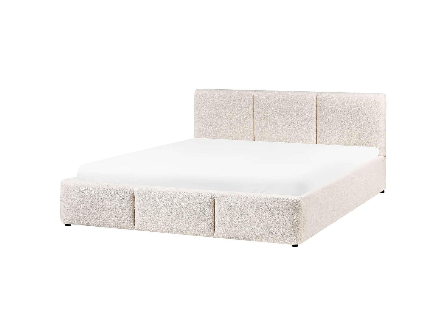 Bett mit Stauraum Bouclé BOUSSE 160 x 200 cm Cremeweiss