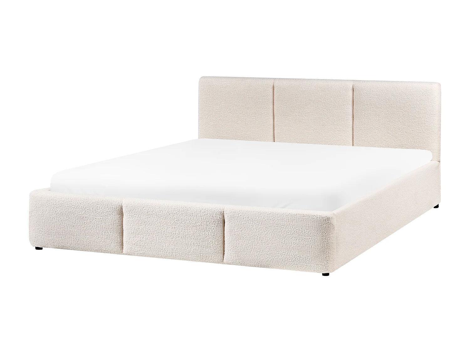 Lit ottoman Bouclé BOUSSE 160 x 200 cm Blanc cassé