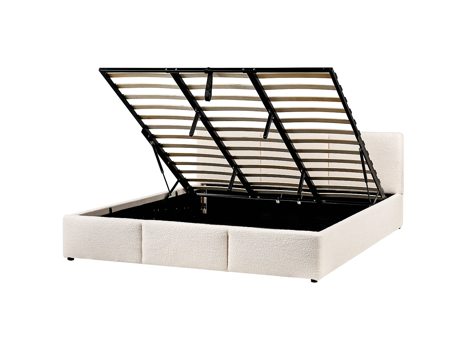 Bett mit Stauraum Bouclé BOUSSE 180 x 200 cm Cremeweiss