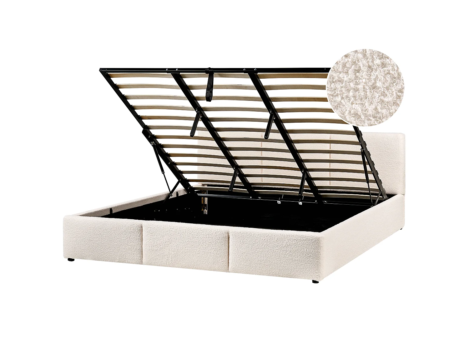 Bett mit Stauraum Bouclé BOUSSE 180 x 200 cm Cremeweiss