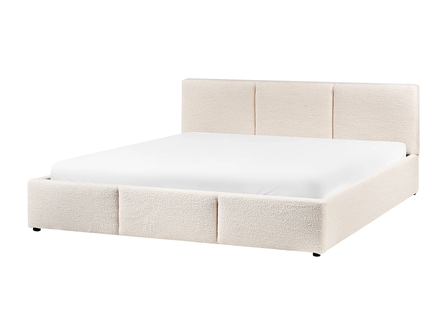 Lit ottoman Bouclé BOUSSE 180 x 200 cm Blanc cassé