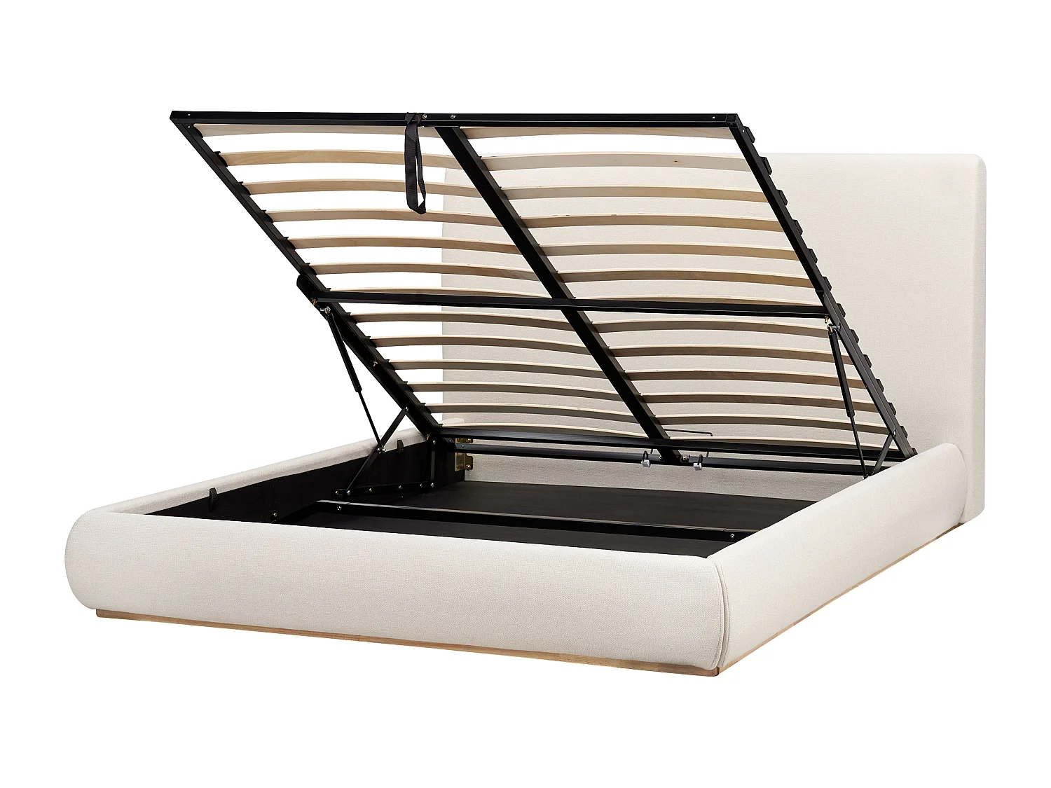 Ottoman Bed CAMPAGNE Fabric Light Beige 160 x 200 cm (EU King Size)