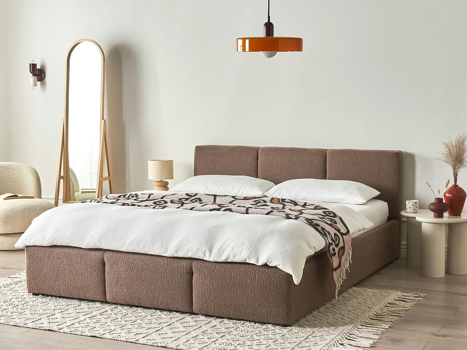 Bed met opbergruimte Bouclé BOUSSE 160 x 200 cm Taupe