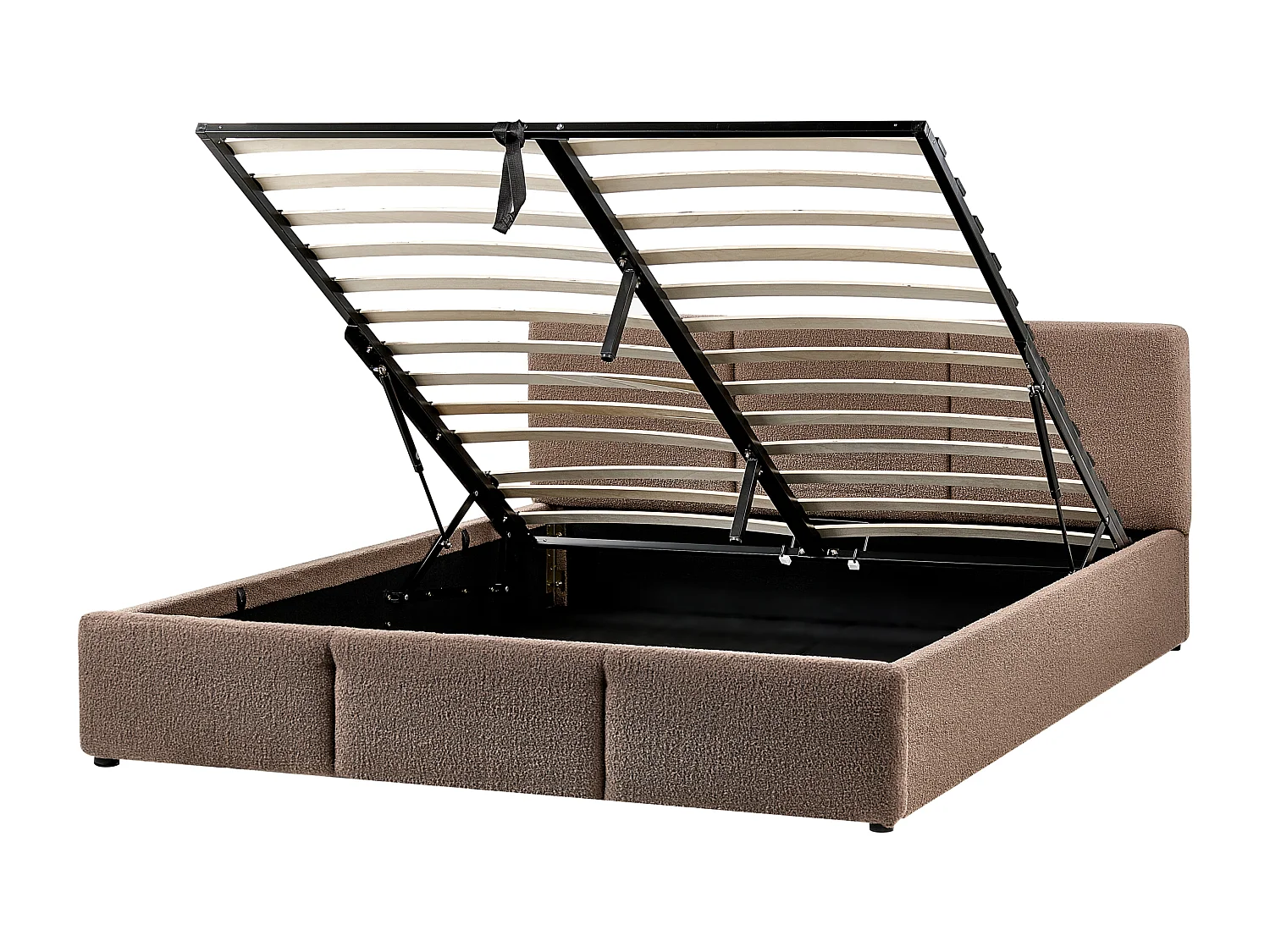 Letto contenitore Bouclé BOUSSE 160 x 200 cm Tortora