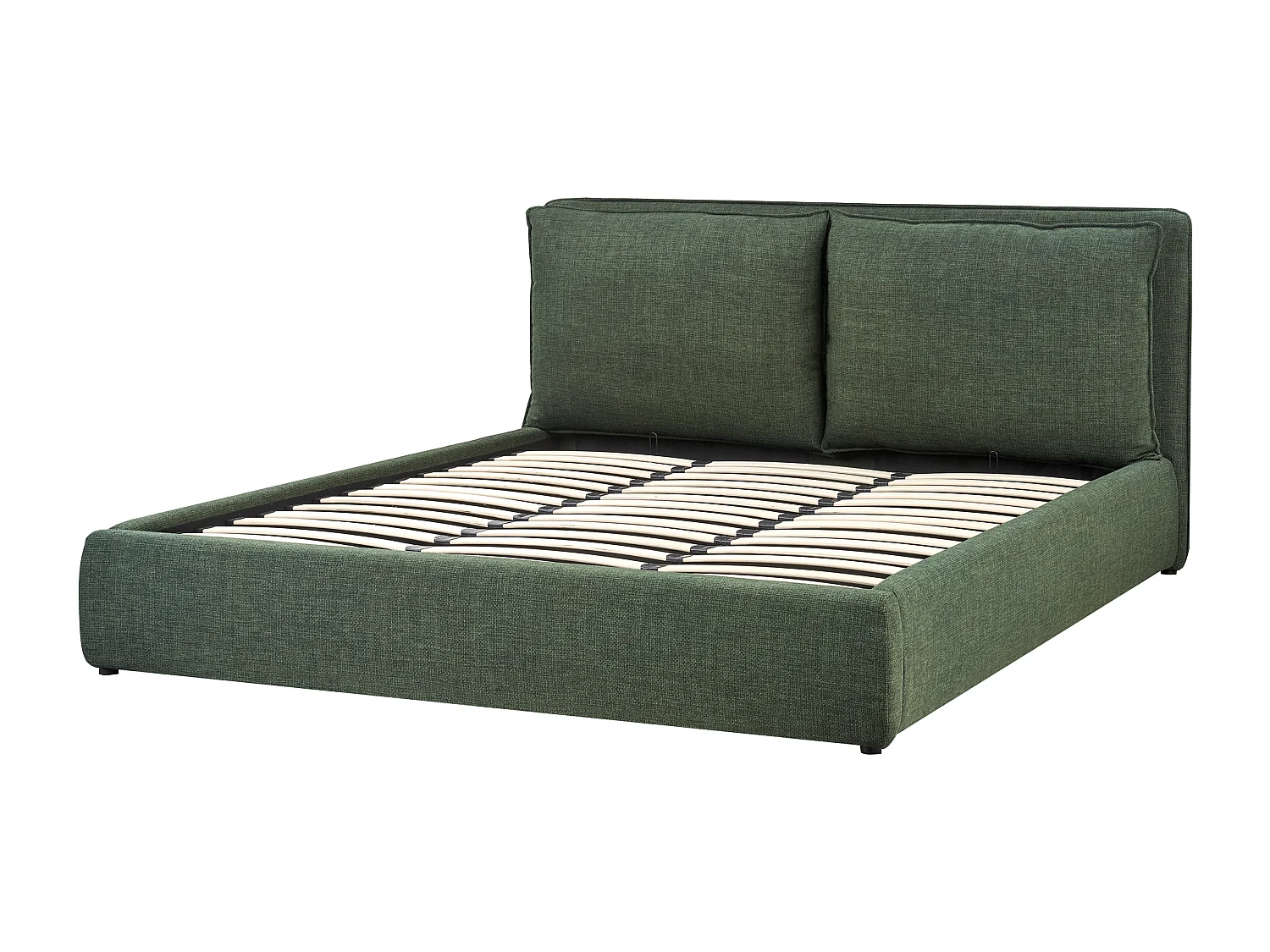 Bett mit Stauraum Stoff BAJONNA 180 x 200 cm Dunkelgrün