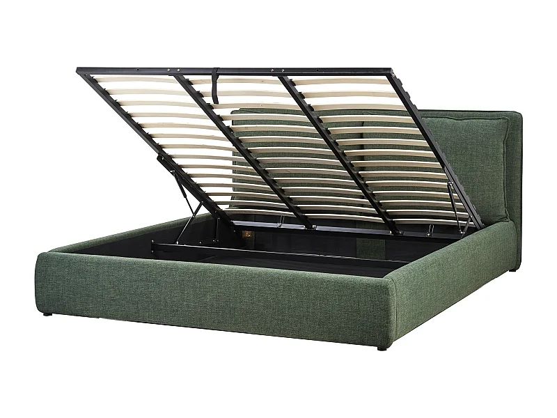 Bett mit Stauraum Stoff BAJONNA 180 x 200 cm Dunkelgrün
