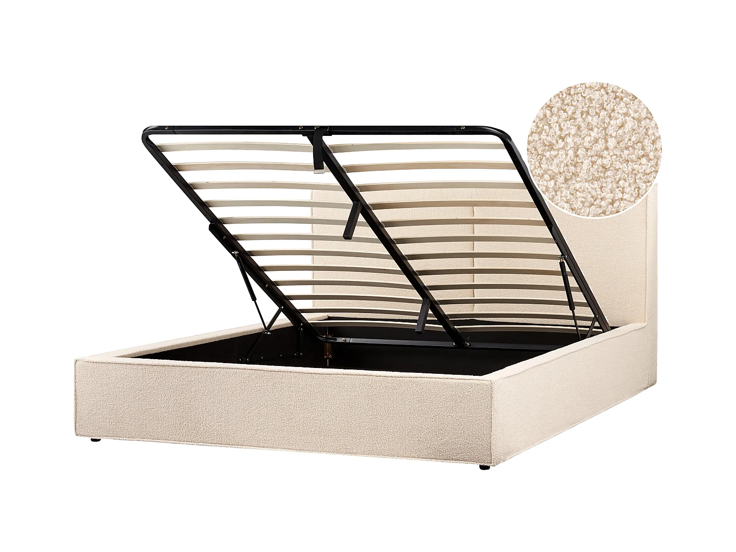 Lit ottoman Bouclé MOISSAC 180 x 200 cm Beige