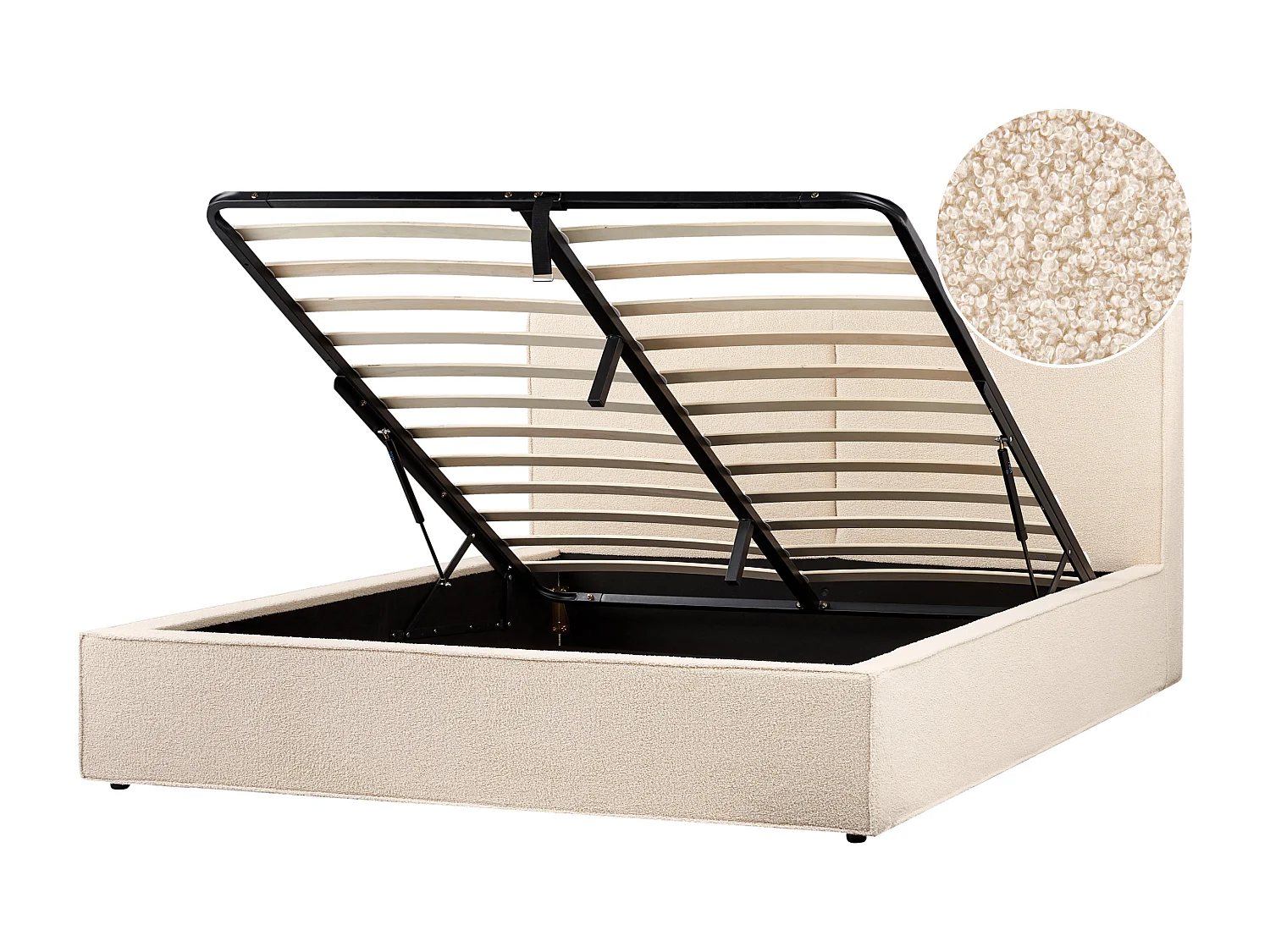 Lit ottoman Bouclé MOISSAC 180 x 200 cm Beige