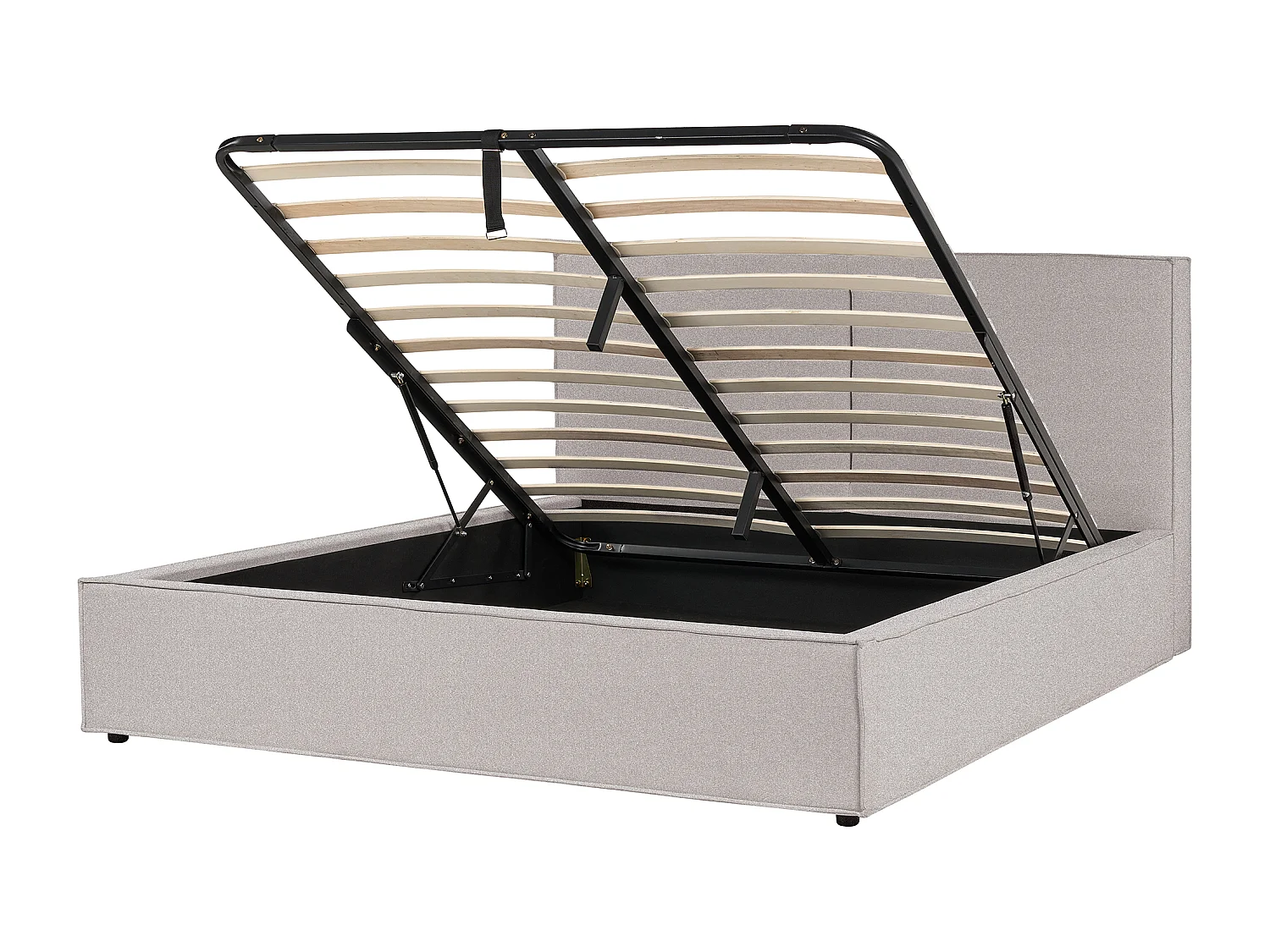 Polsterbett grau mit hohem Kopfteil Lattenrost 180 x 200 cm Bettkasten Moissac