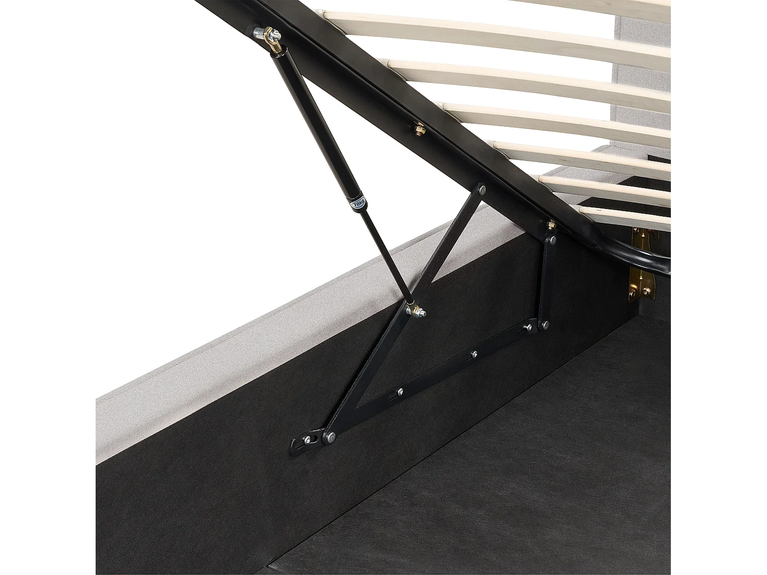 Polsterbett grau mit hohem Kopfteil Lattenrost 180 x 200 cm Bettkasten Moissac