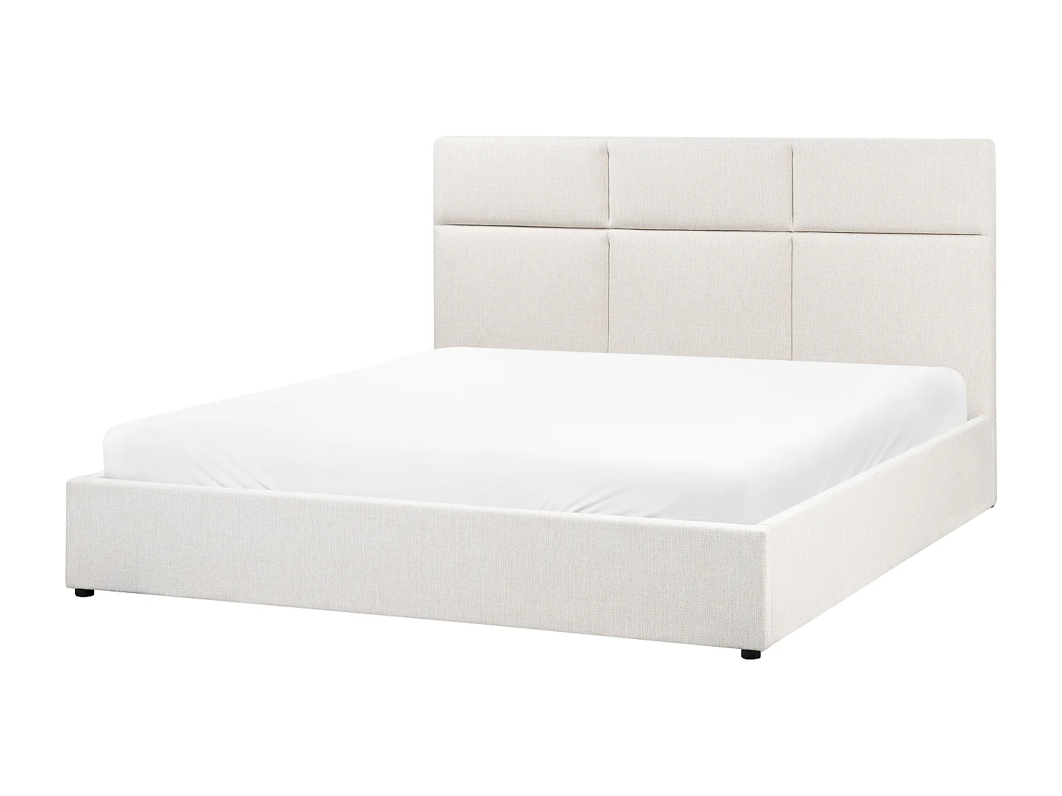 Cama con almacenaje Tela LAGORD 180 x 200 cm Blanco crema