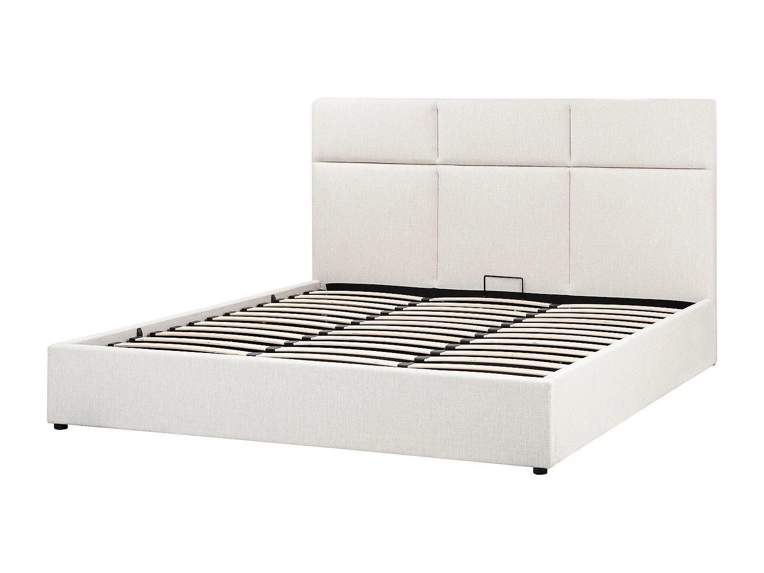 Cama con almacenaje Tela LAGORD 180 x 200 cm Blanco crema