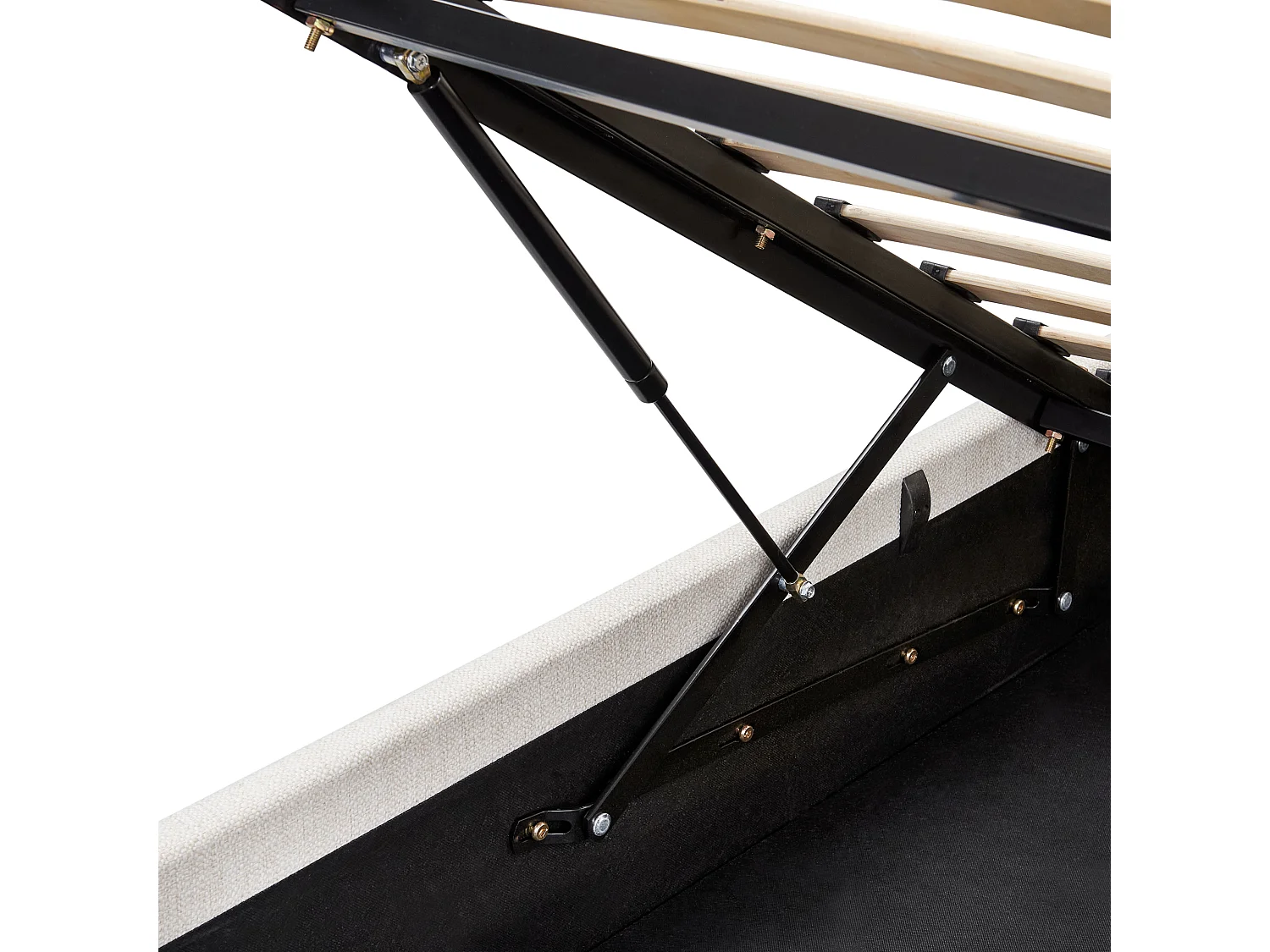 Cama con almacenaje Tela LAGORD 180 x 200 cm Blanco crema