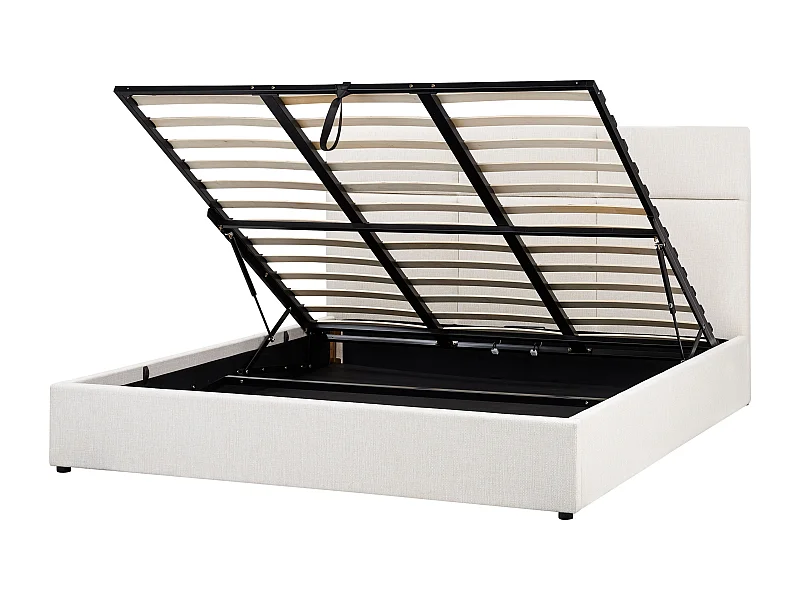 Letto contenitore Tessuto LAGORD 180 x 200 cm Bianco sporco