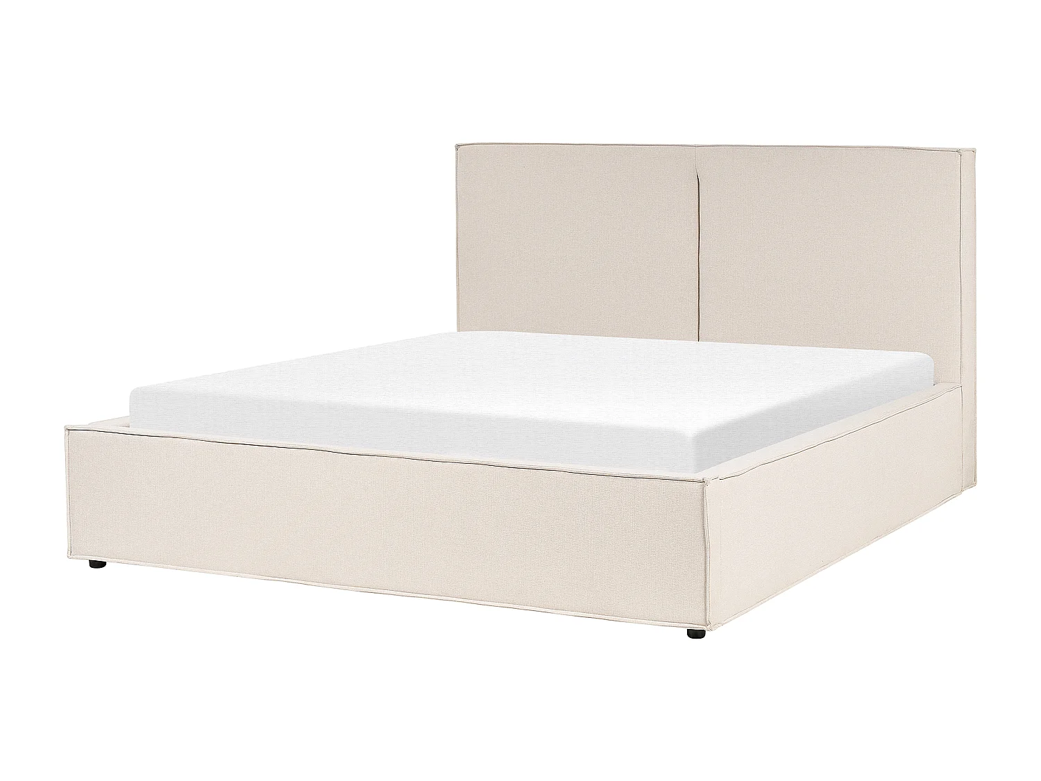 Polsterbett beige mit hohem Kopfteil Lattenrost 160 x 200 cm Bettkasten Moissac