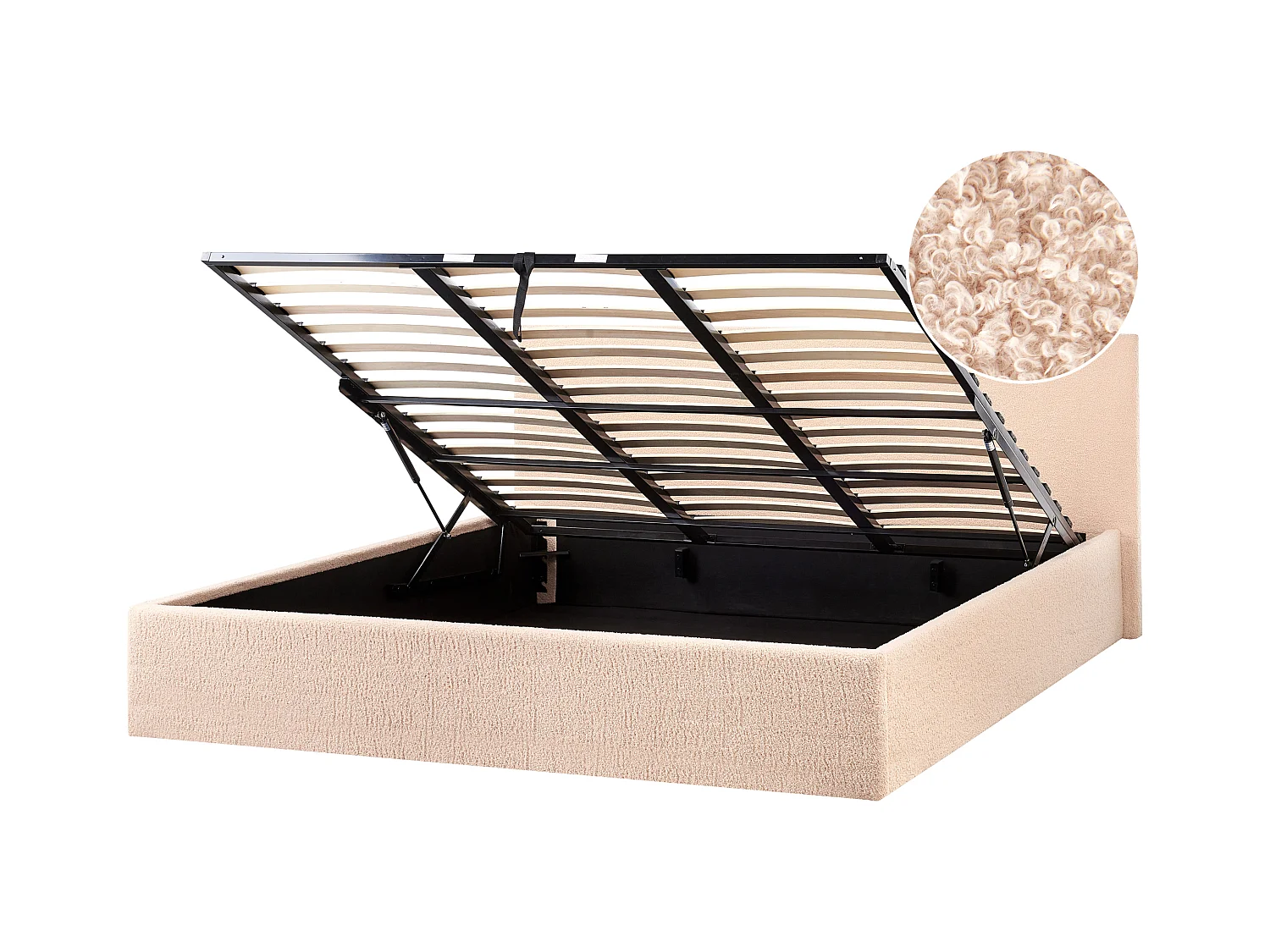 Lit ottoman Bouclé ORBEY 180 x 200 cm Beige