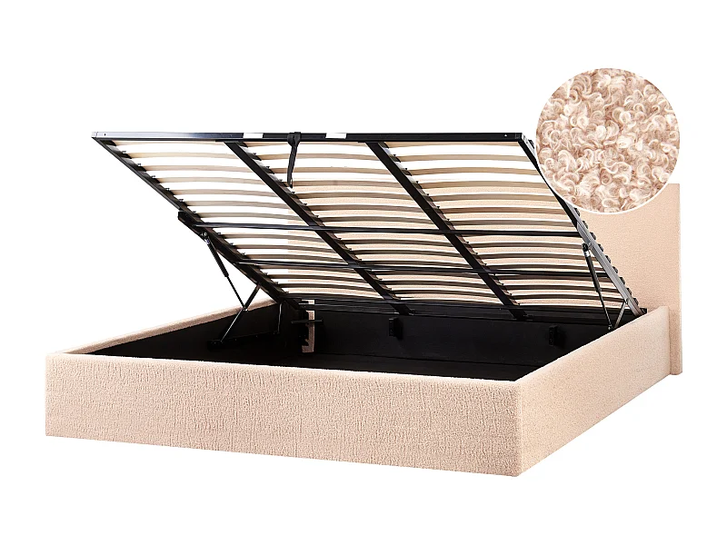 Lit ottoman Bouclé ORBEY 180 x 200 cm Beige