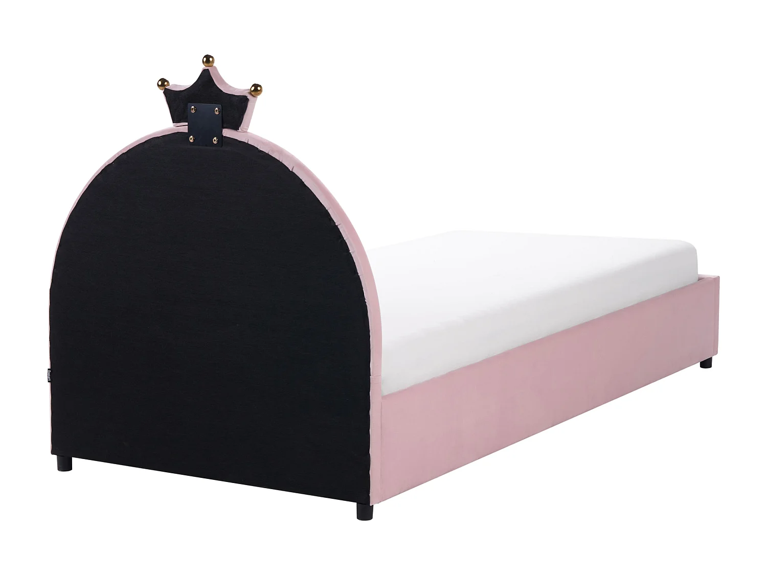 Lit ottoman enfant Couronne Velours GRISETOT 90 x 200 cm avec rangement Rose