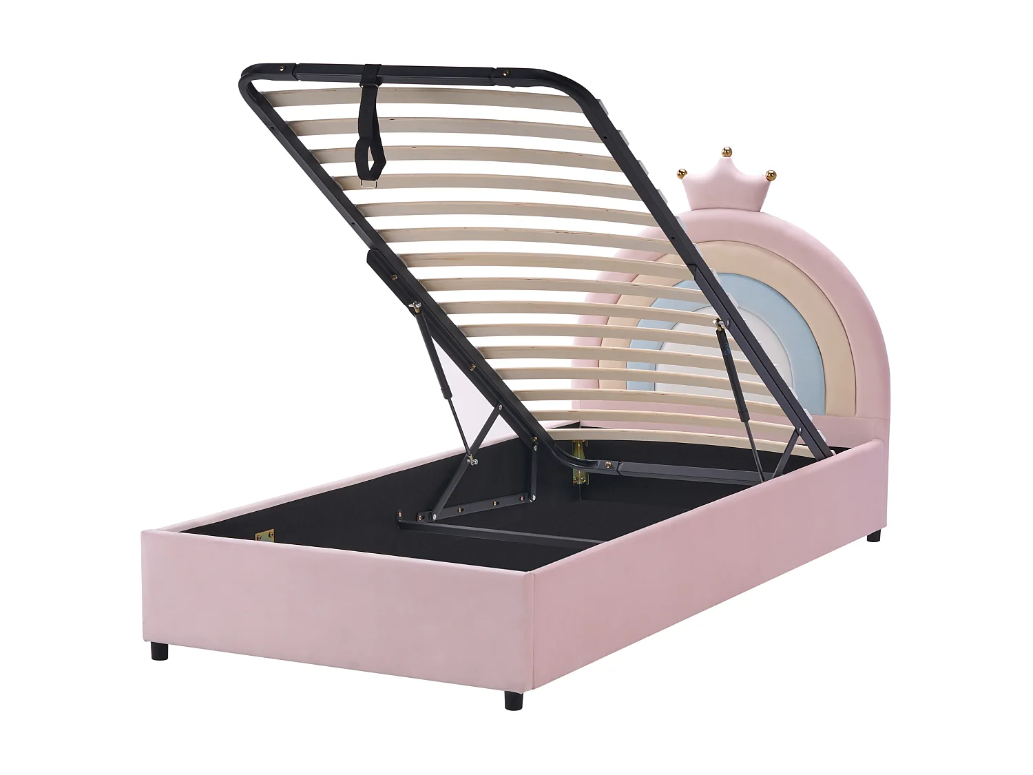 Lit en velours 90 x 200 cm avec coffre rose GRISETOT