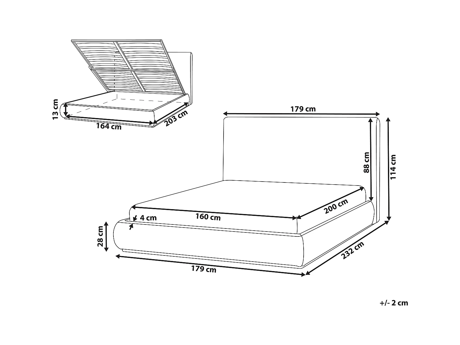 Bett mit Stauraum Stoff CAMPAGNE 160 x 200 cm Dunkelbraun