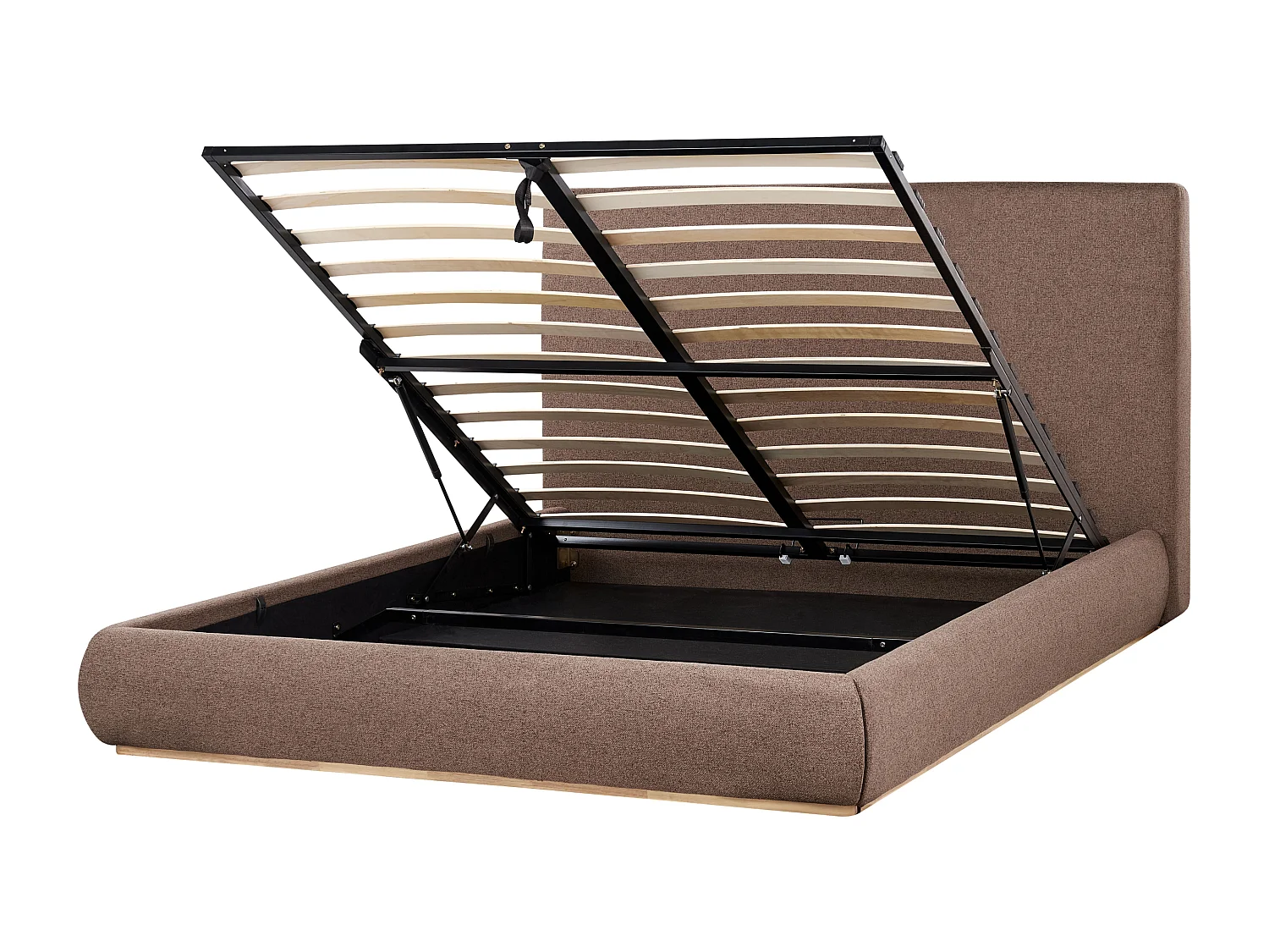 Bett mit Stauraum Stoff CAMPAGNE 160 x 200 cm Dunkelbraun