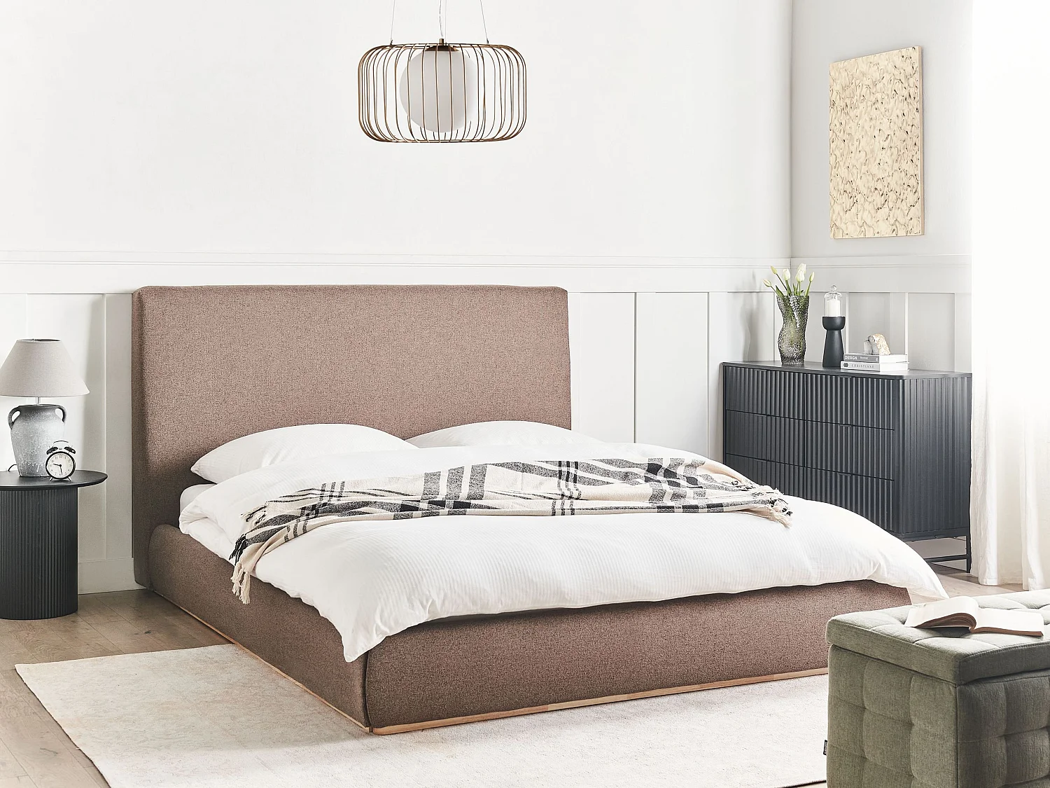 Bett mit Stauraum Stoff CAMPAGNE 160 x 200 cm Dunkelbraun