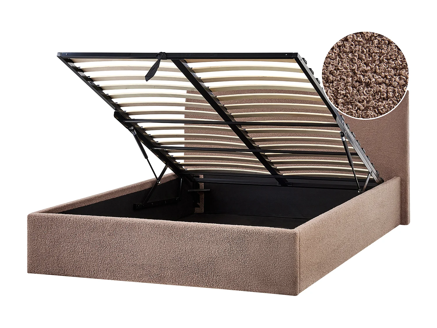 Ottoman Bed ORBEY Boucle Brown 140 x 200 cm (EU Double)