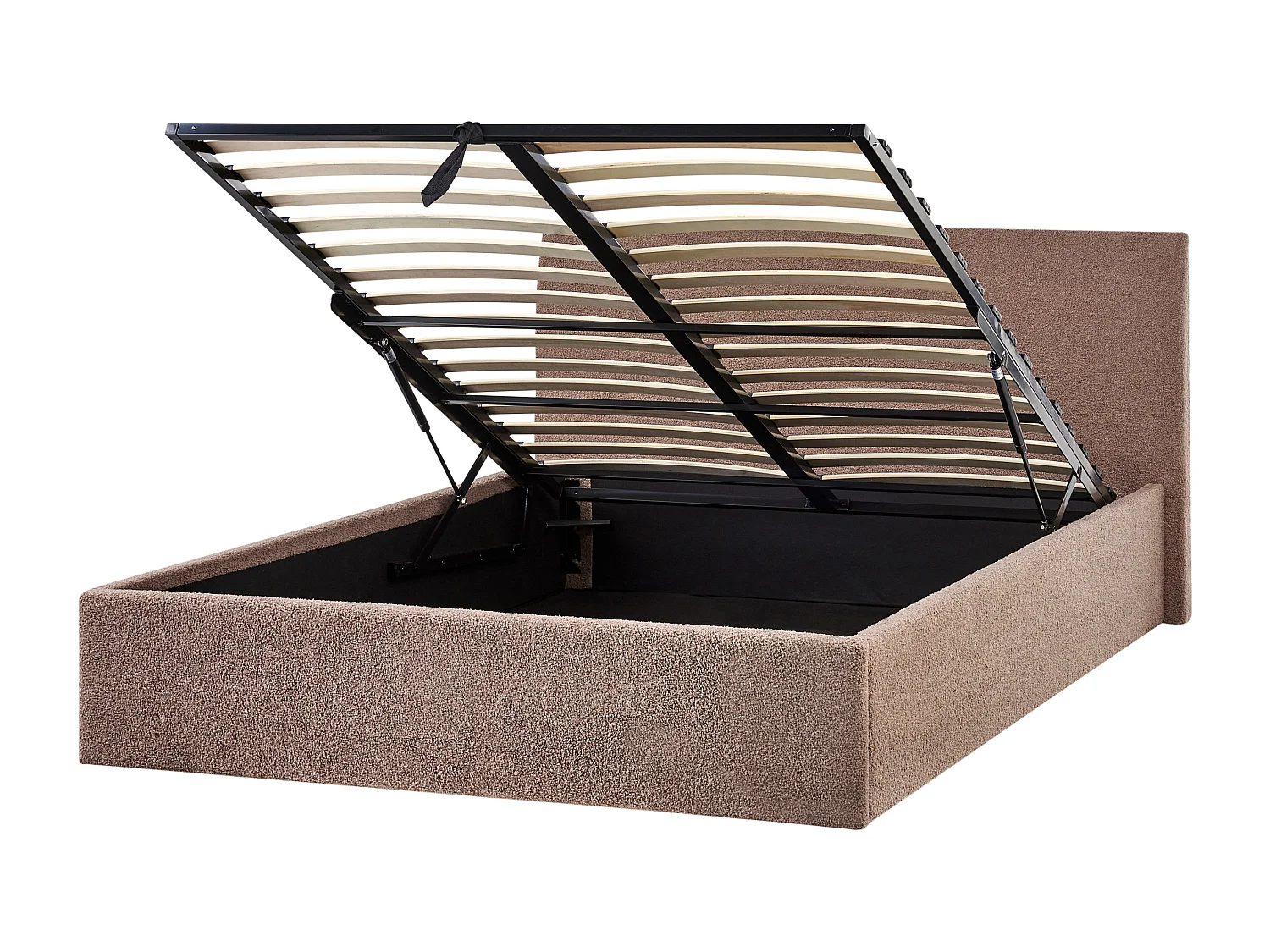 Ottoman Bed ORBEY Boucle Brown 140 x 200 cm (EU Double)