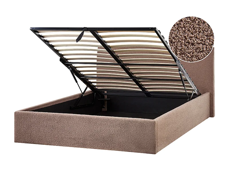 Letto contenitore Bouclé ORBEY 140 x 200 cm Marrone
