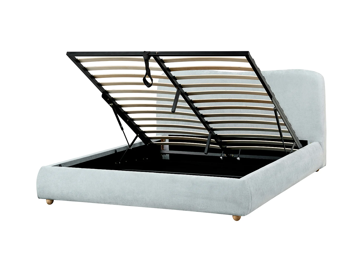 Lit ottoman Tissu BLAGNAC 160 x 200 cm Bleu clair