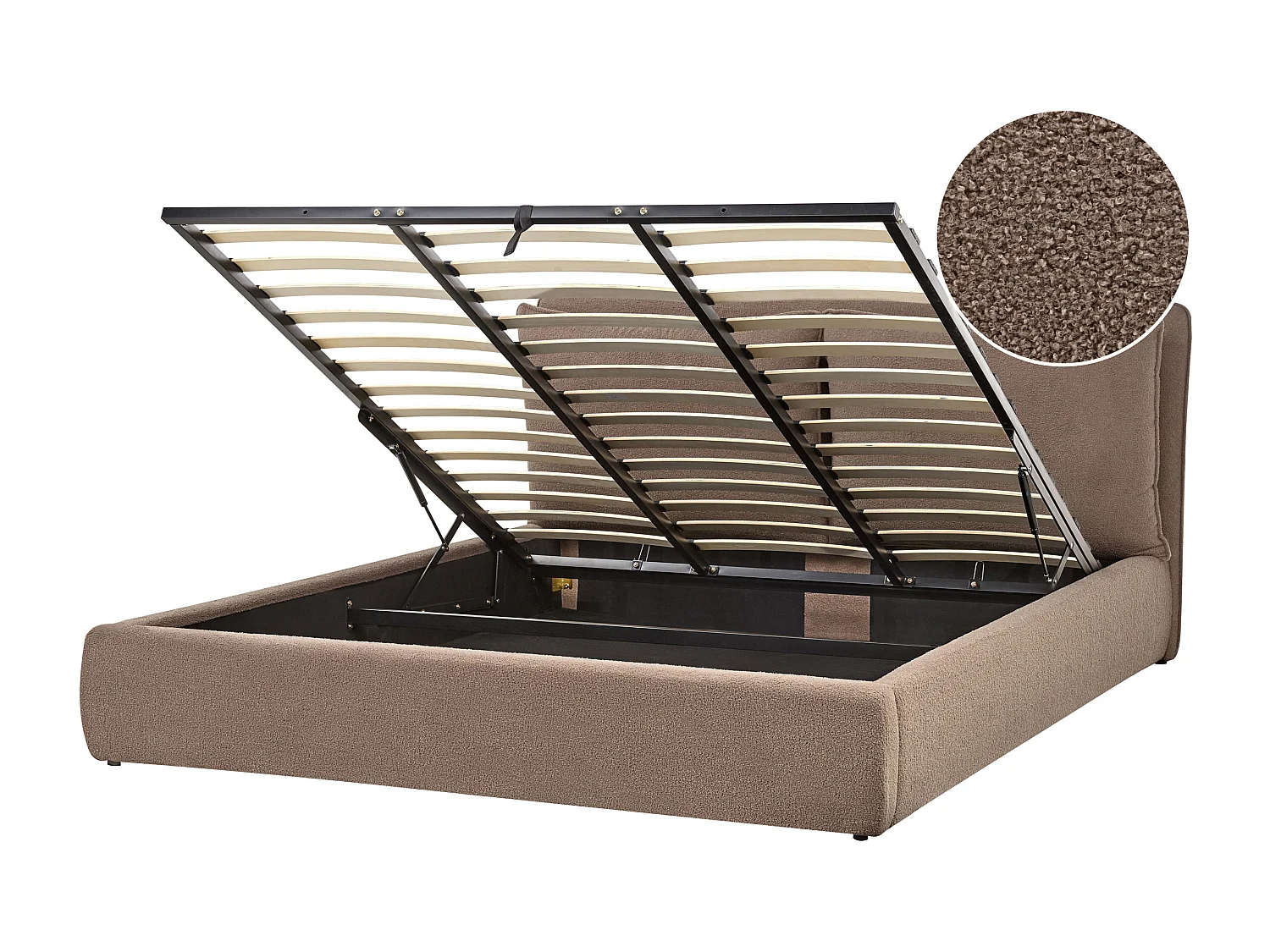 Bett mit Stauraum Bouclé BAJONNA 180 x 200 cm Taupe