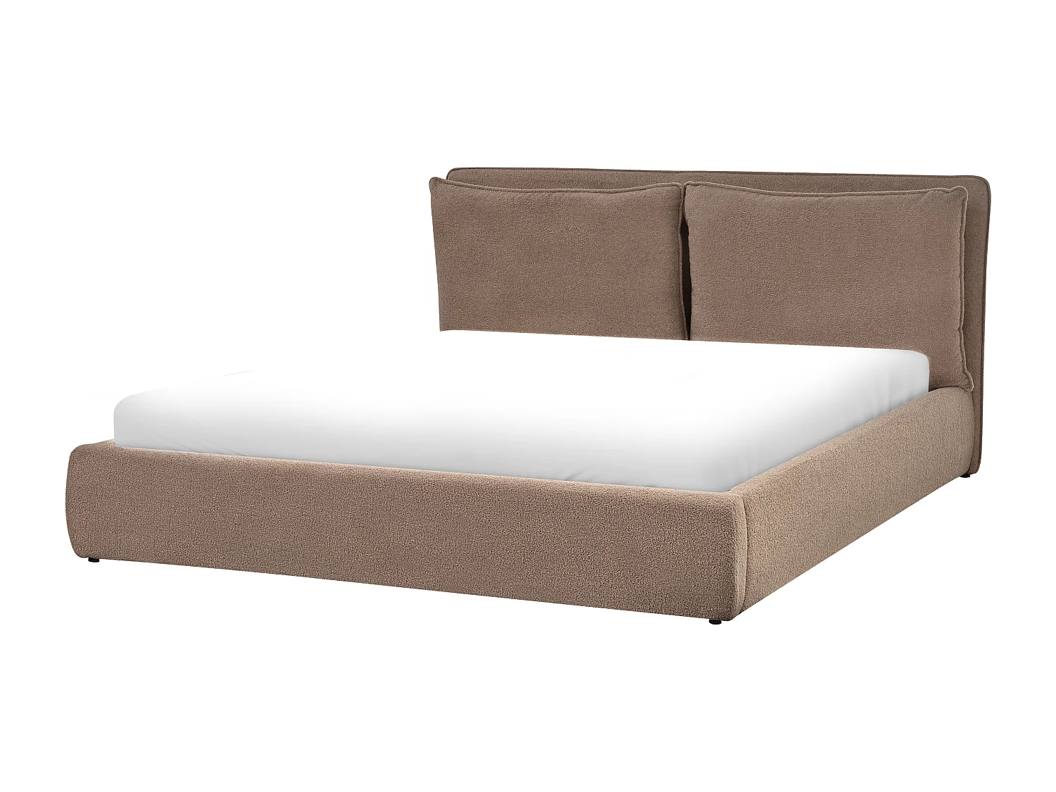 Bett mit Stauraum Bouclé BAJONNA 180 x 200 cm Taupe
