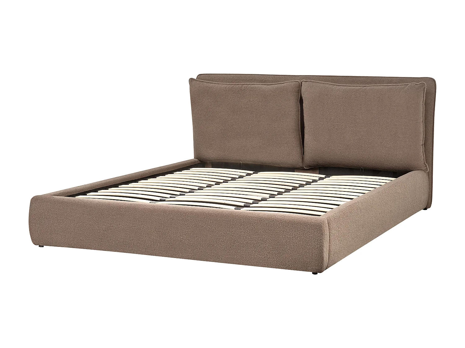 Bett mit Stauraum Bouclé BAJONNA 180 x 200 cm Taupe