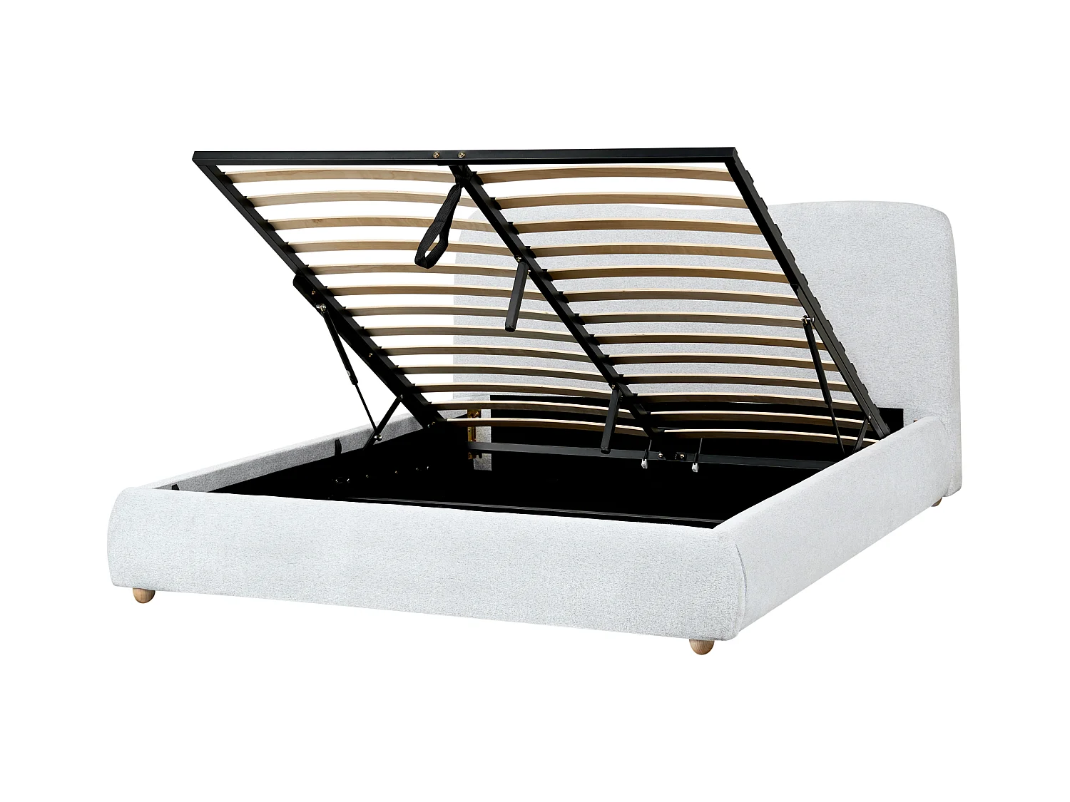 Letto contenitore Tessuto BLAGNAC 160 x 200 cm Grigio chiaro