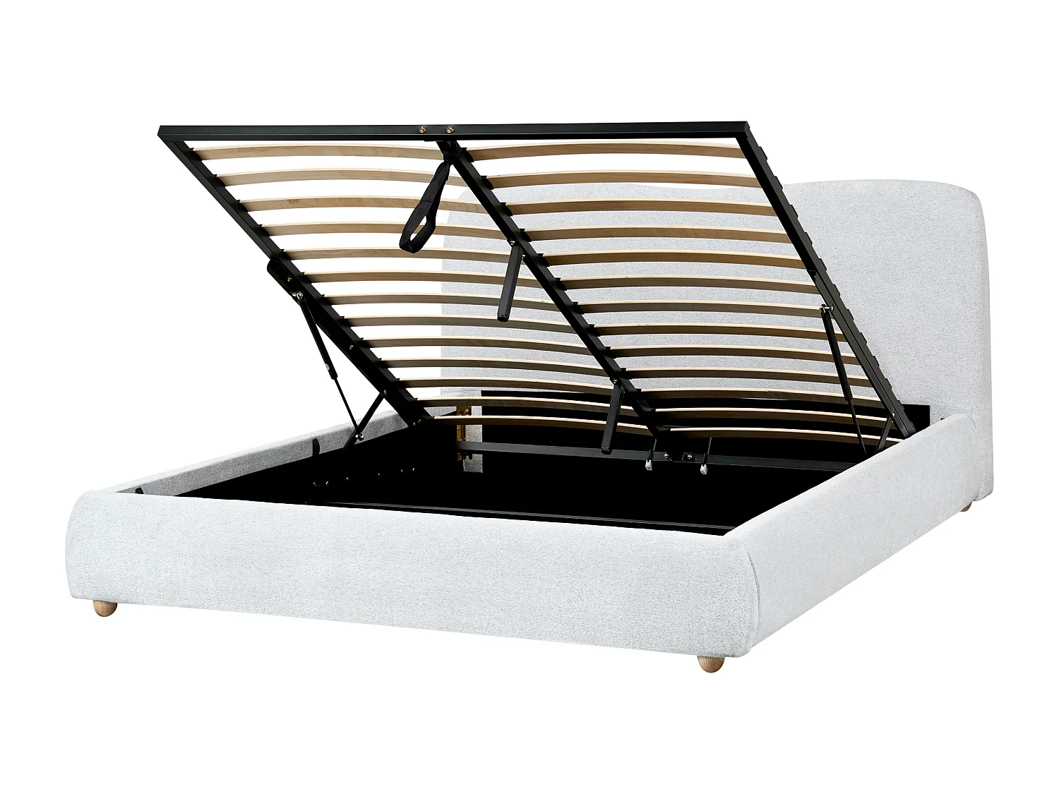 Bed met opbergruimte Stof BLAGNAC 160 x 200 cm Lichtgrijs