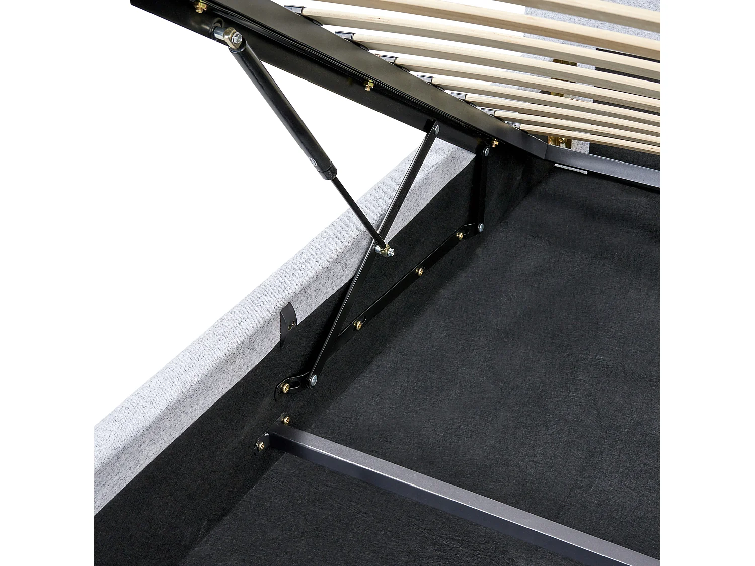Bett mit Stauraum Stoff BLAGNAC 160 x 200 cm Hellgrau