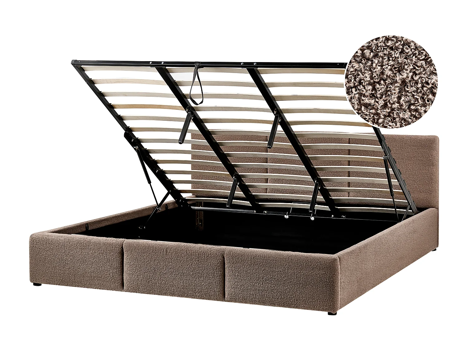 Lit ottoman Bouclé BOUSSE 180 x 200 cm Taupe