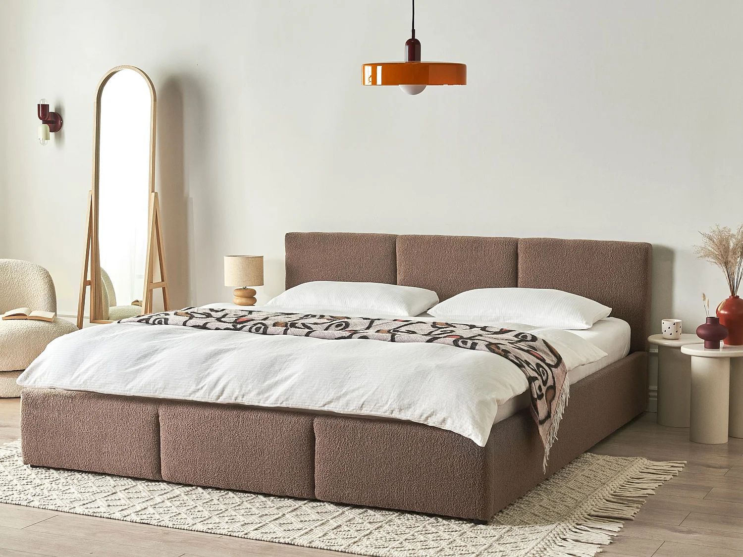 Lit ottoman Bouclé BOUSSE 180 x 200 cm Taupe