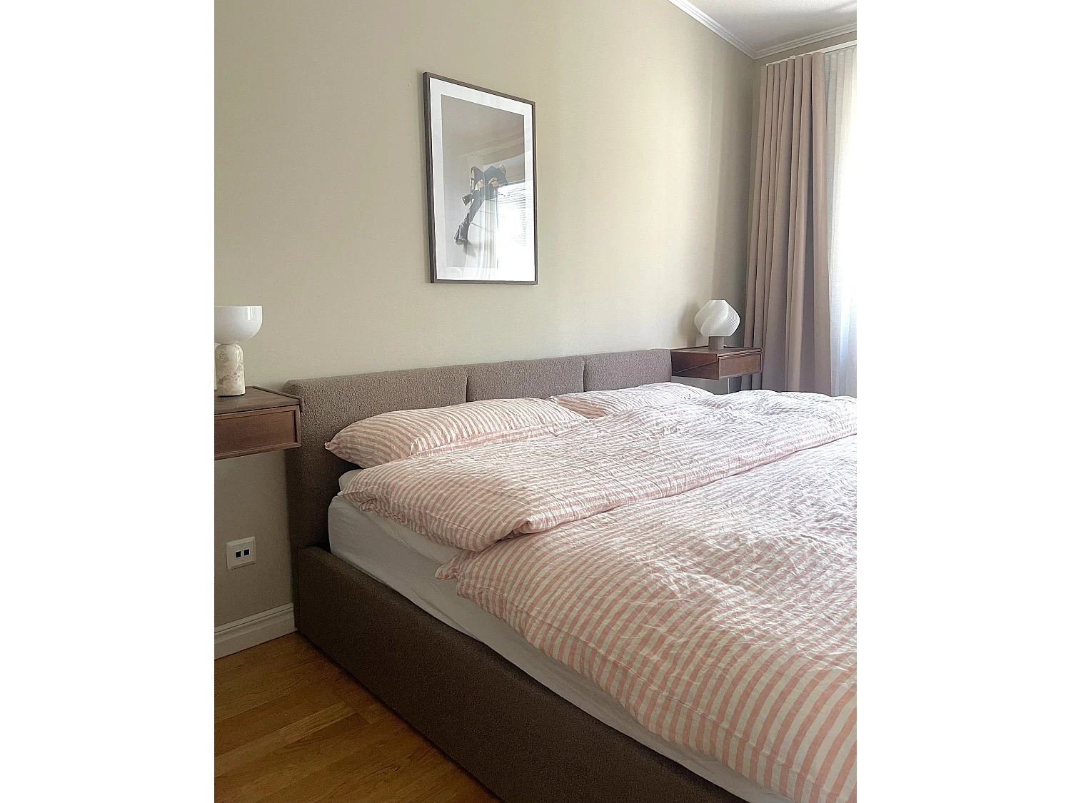 Lit ottoman Bouclé BOUSSE 180 x 200 cm Taupe