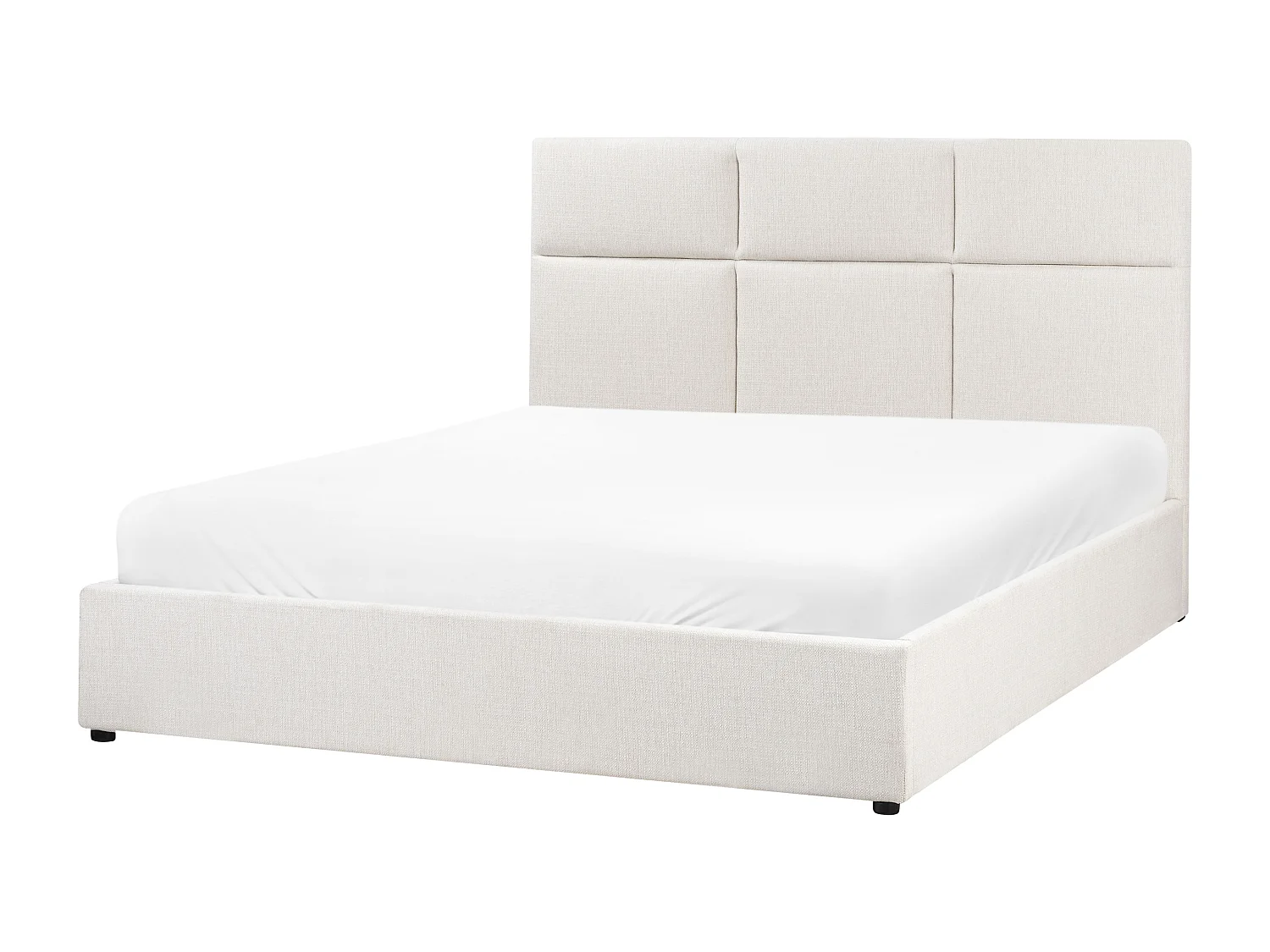 Cama con almacenaje Tela LAGORD 160 x 200 cm Blanco crema