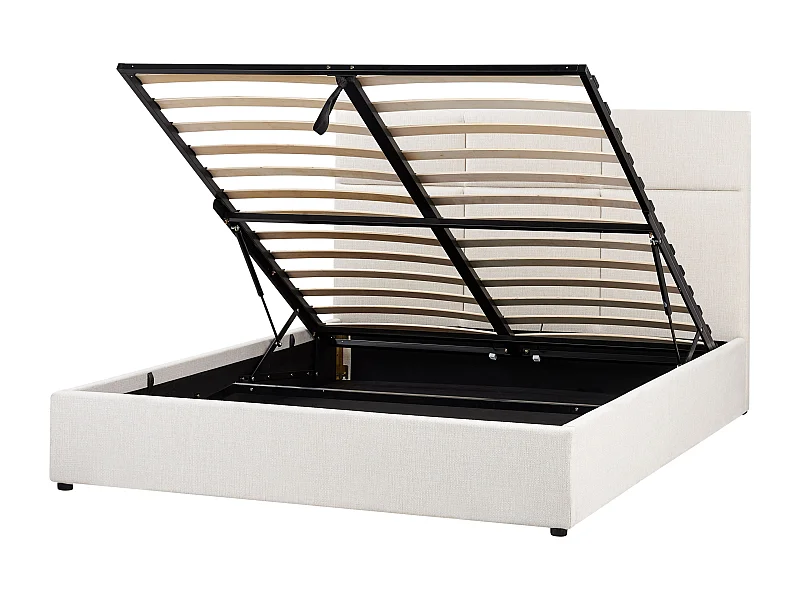 Lit ottoman Tissu LAGORD 160 x 200 cm Blanc cassé