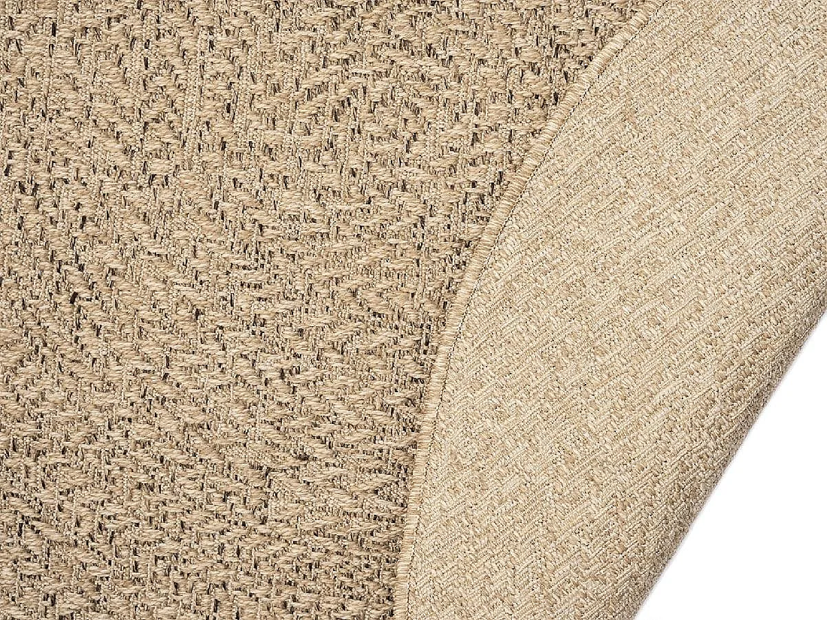 Tapis Kansas intérieur extérieur jute résistant intempéries terrasse - Nature - 80 cm, Rond