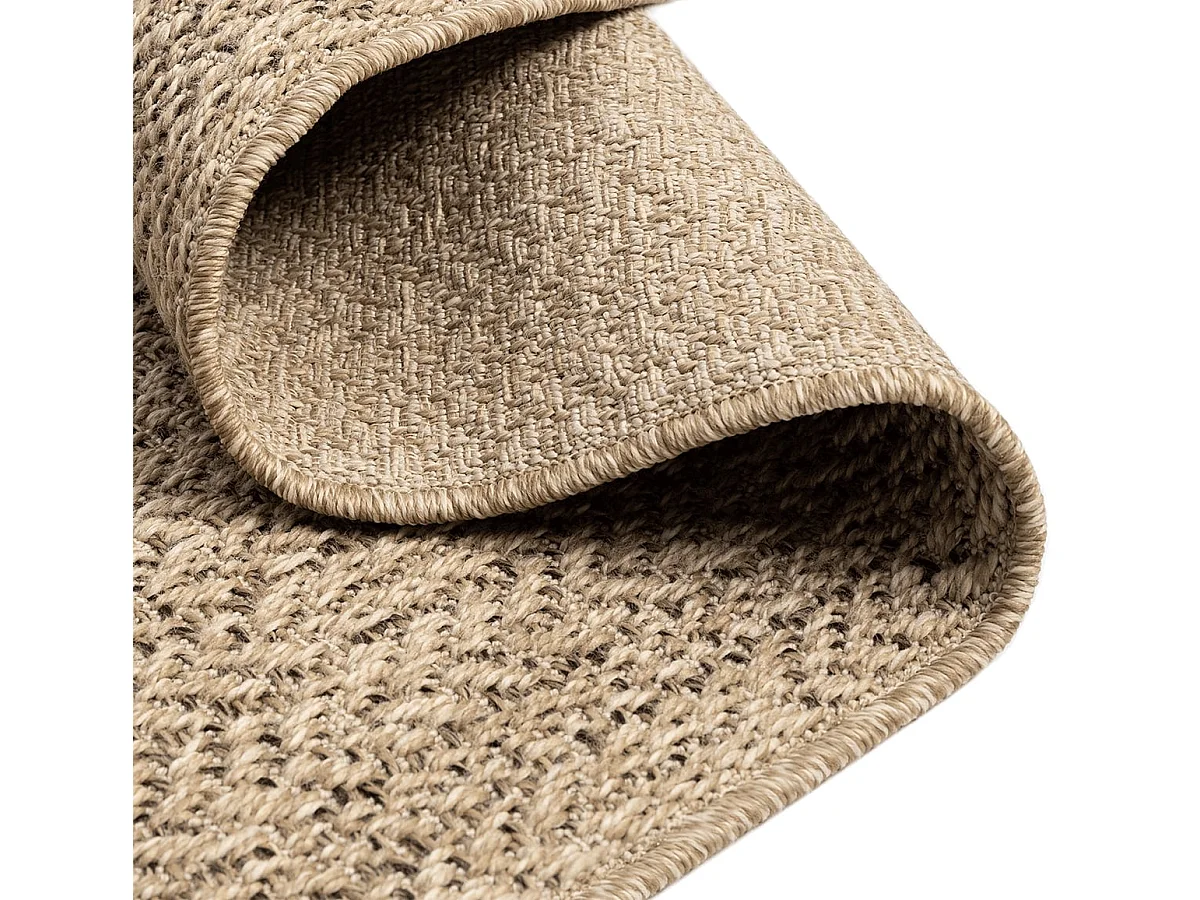 Tapis Kansas intérieur extérieur jute uni résistant intempéries terrasse - Nature - 140 x 200 cm