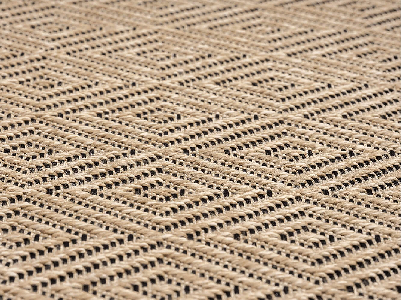 Tapis Kansas intérieur extérieur jute diamant résistant intempéries terrasse - Nature - 120 x 170 cm
