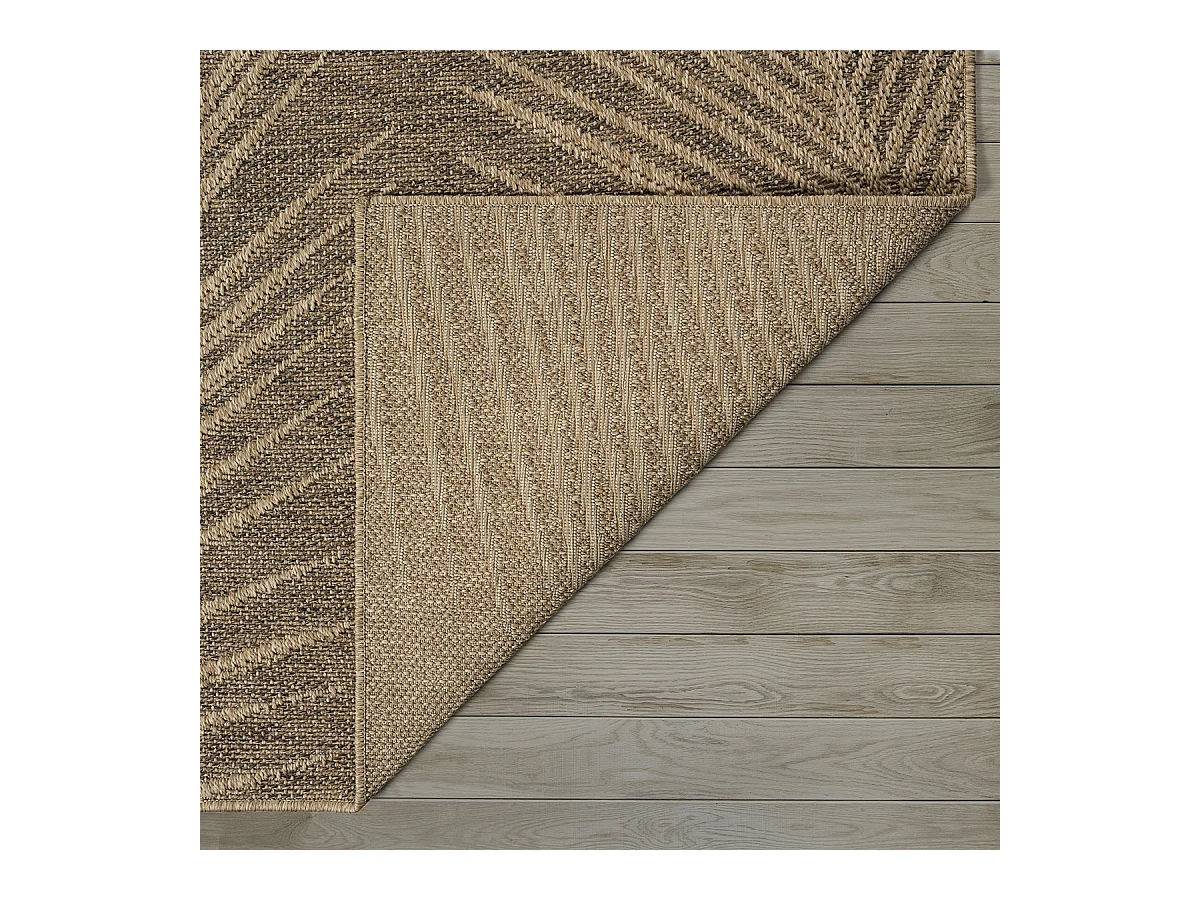 Tapis Kansas intérieur extérieur jute palmier résistant intempéries terrasse - Nature - 200 x 290 cm