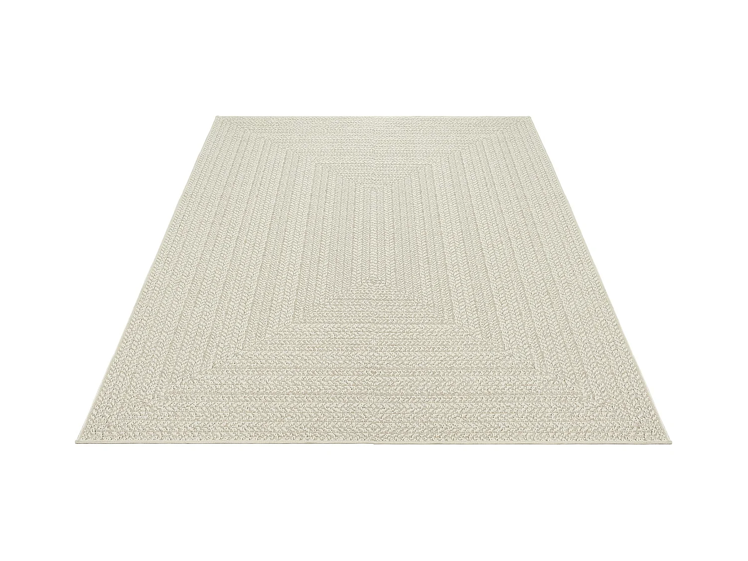 Tapis Kansas intérieur extérieur jute uni résistant intempéries terrasse - Crème - 160 x 230 cm