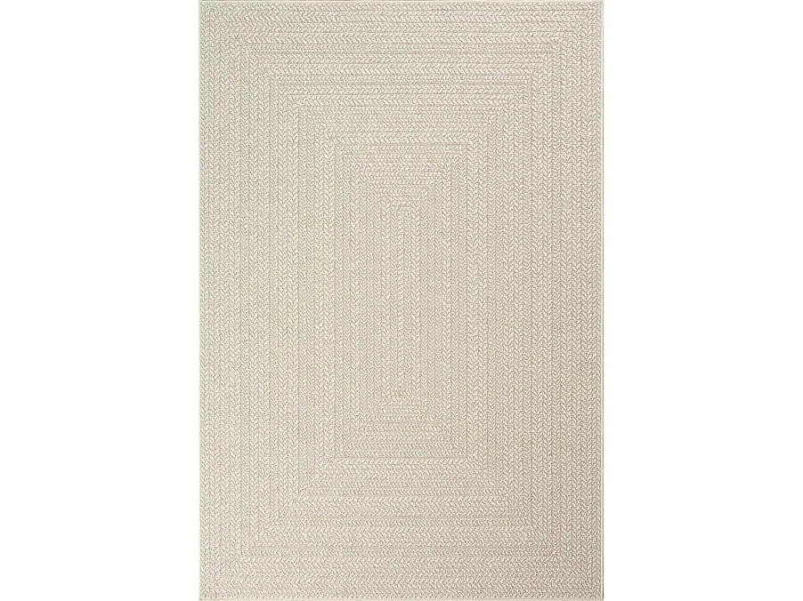 Tapis Kansas intérieur extérieur jute uni résistant intempéries terrasse - Crème - 160 x 230 cm