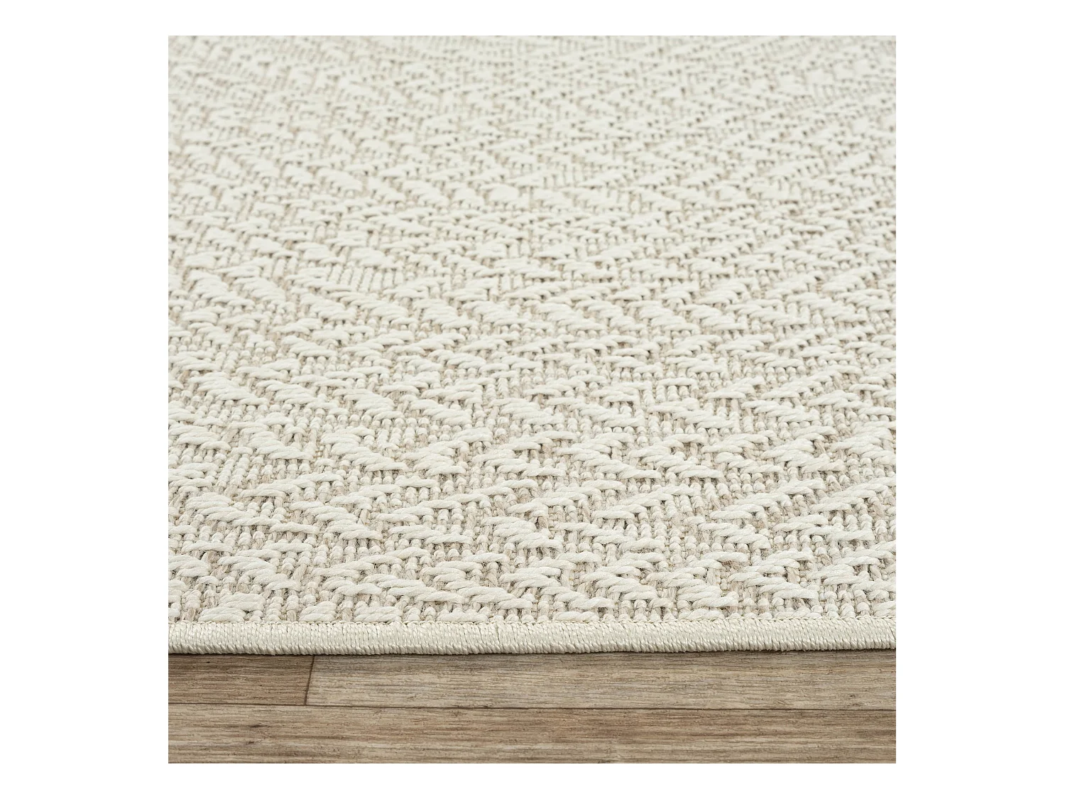 Tapis Kansas intérieur extérieur jute résistant intempéries terrasse - Crème - 120 cm, Rond