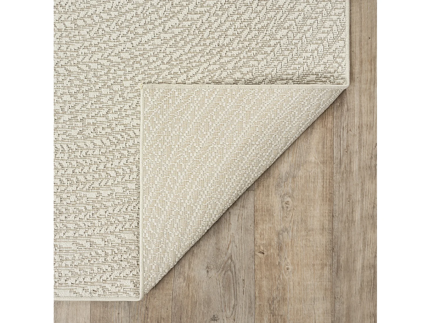 Tapis Kansas intérieur extérieur jute résistant intempéries terrasse - Crème - 120 cm, Rond