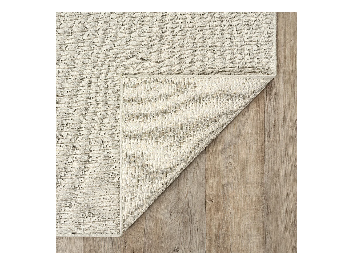 Tapis Kansas intérieur extérieur jute résistant intempéries terrasse - Crème - 80 cm, Rond